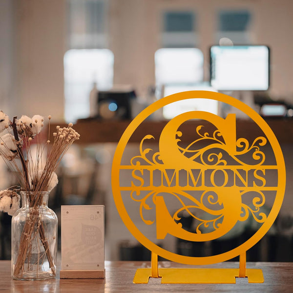 Personalized Tabletop Metal Last Name Sign