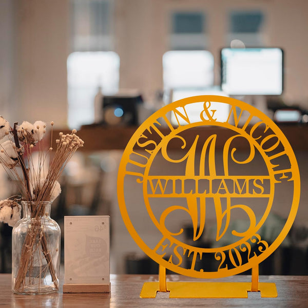 Personalized Tabletop Metal Couples Name Sign