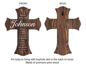 Personalized Wooden Cross Baptism Gift with Name and Date