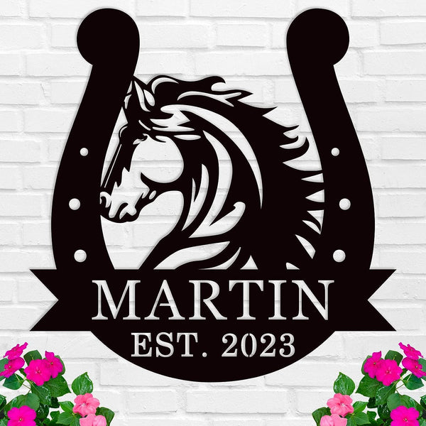 Horse Horseshoe Metal Sign