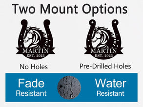 Horse Horseshoe Metal Sign