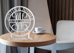 Personalized Tabletop Metal Couples Name Sign