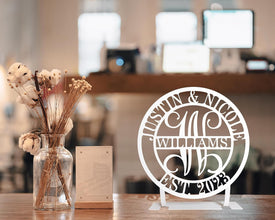 Personalized Tabletop Metal Couples Name Sign