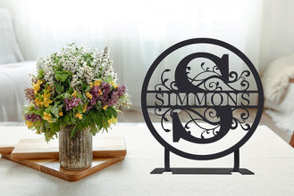 Personalized Tabletop Metal Last Name Sign