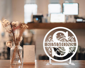 Personalized Tabletop Metal Last Name Sign