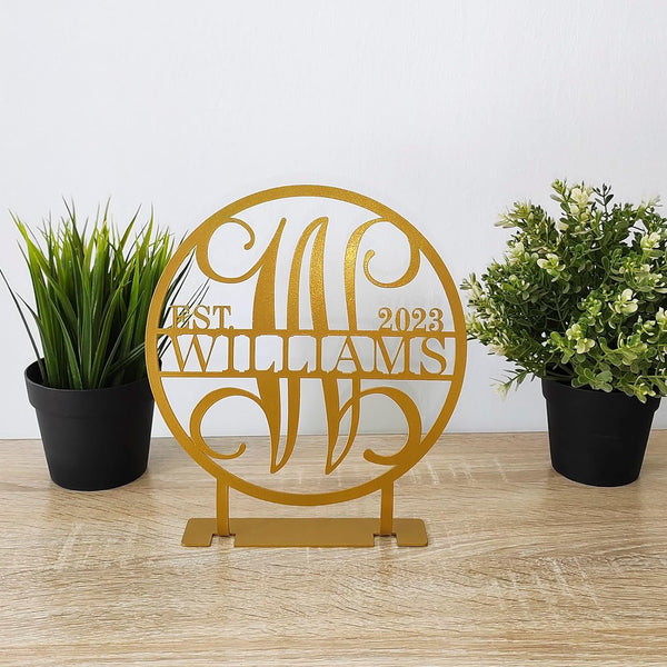Personalized Tabletop Metal Last Name Sign