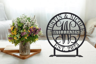 Personalized Tabletop Metal Couples Name Sign