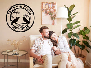 Bird Couple Metal Sign