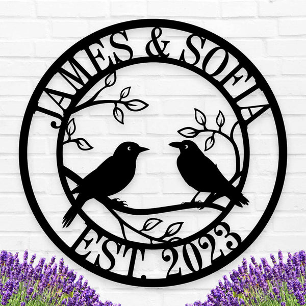 Bird Couple Metal Sign
