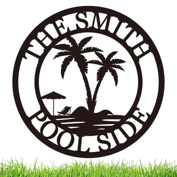 Poolside Metal Sign