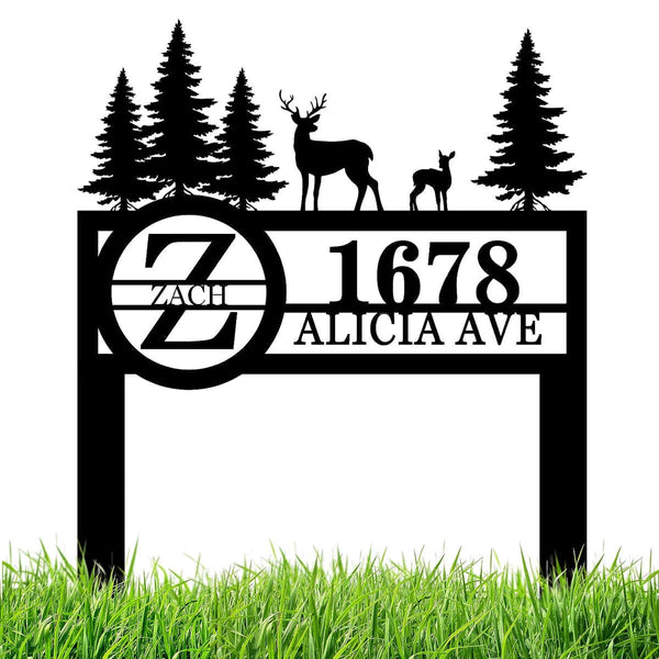 Rustic Deer Address Sign