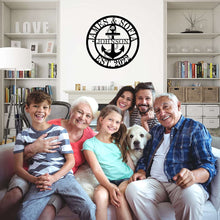 Personalized anchor metal wall sign with custom text – laser cut nautical décor for home or boat, made from powder-coated steel