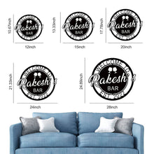 Personalized metal bar sign with name , welcome design with wine glasses, custom home bar décor