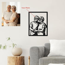 Custom couple metal portrait made from high-quality steel, laser-cut from uploaded photo, personalized wedding and anniversary wall art gift.