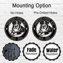 Custom dog metal sign with “Cuddles, Chaos & Chew Toys” and “Life Is Good” engraved, featuring a happy dog design, laser-cut from powder-coated steel for wall decor.