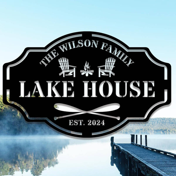 custom lake house sign with name - personalized