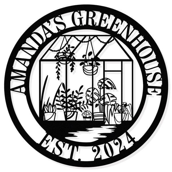 custom metal greenhouse sign with name - personalized - enfodream.com