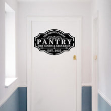 Custom black steel pantry sign with personalized text
