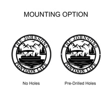 Custom laser-cut metal sign with pontoon boat and personalized family name, ideal for lake house or cabin wall decor