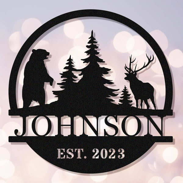 Bear Deer Forest Sign