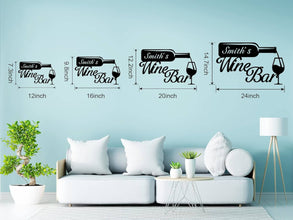 Custom metal wine bar sign with bottle and glass design, personalized wall decor made from powder-coated laser-cut steel