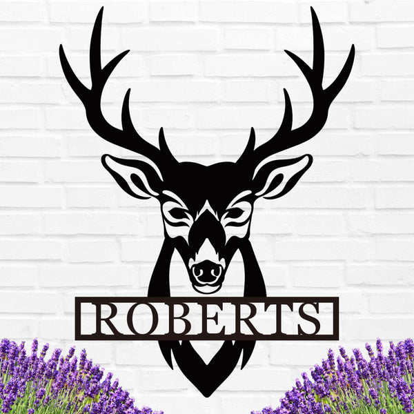 Deer Head Metal Sign
