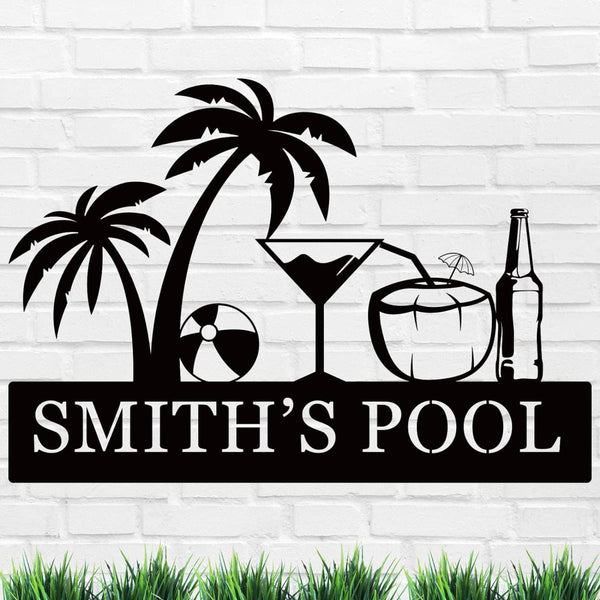 Poolside Metal Sign
