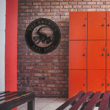 Black metal football helmet sign with personalized text