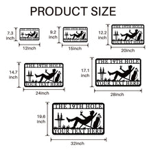 Custom golf metal wall sign with lounging golfer, wine glass, golf bag, and personalized text option, laser-cut from steel and powder-coated for outdoor use