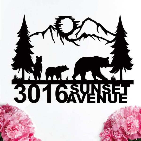 Custom Mountain Bear Address Plaque