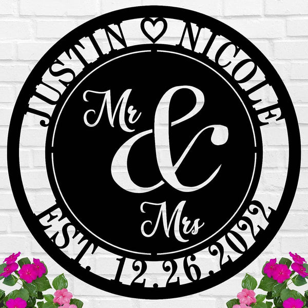 Mr & Mrs Metal Sign
