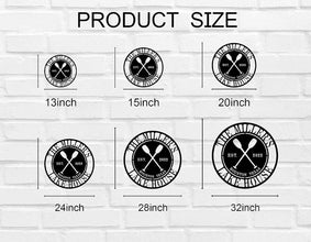 Custom lake house metal sign with crossed oars, personalized name, location, and year, laser-cut from steel and powder coated for outdoor durability