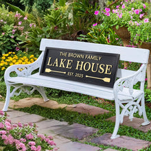 Custom engraved pine wood sign with personalized text, paddle design, and weatherproof finish – perfect for lake house or rustic cabin decor