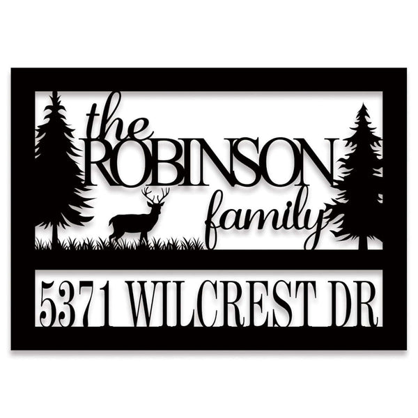 Custom Deer In The Woods Metal Family Name Property Sign - Foto 5