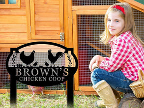 Personalized Rooster Family Garden Sign