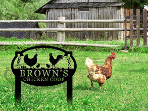 Personalized Rooster Family Garden Sign