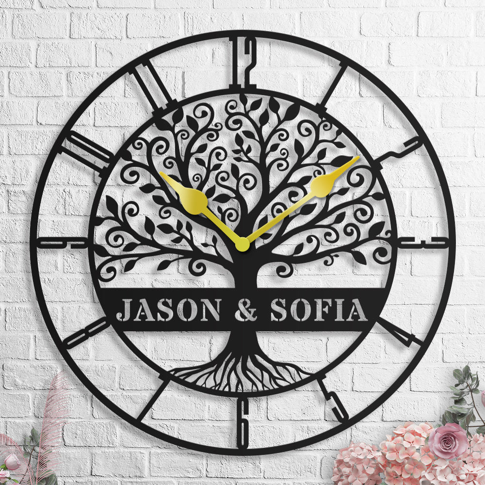 Personalized Tree of Life Metal Wall Clock Secondary image
