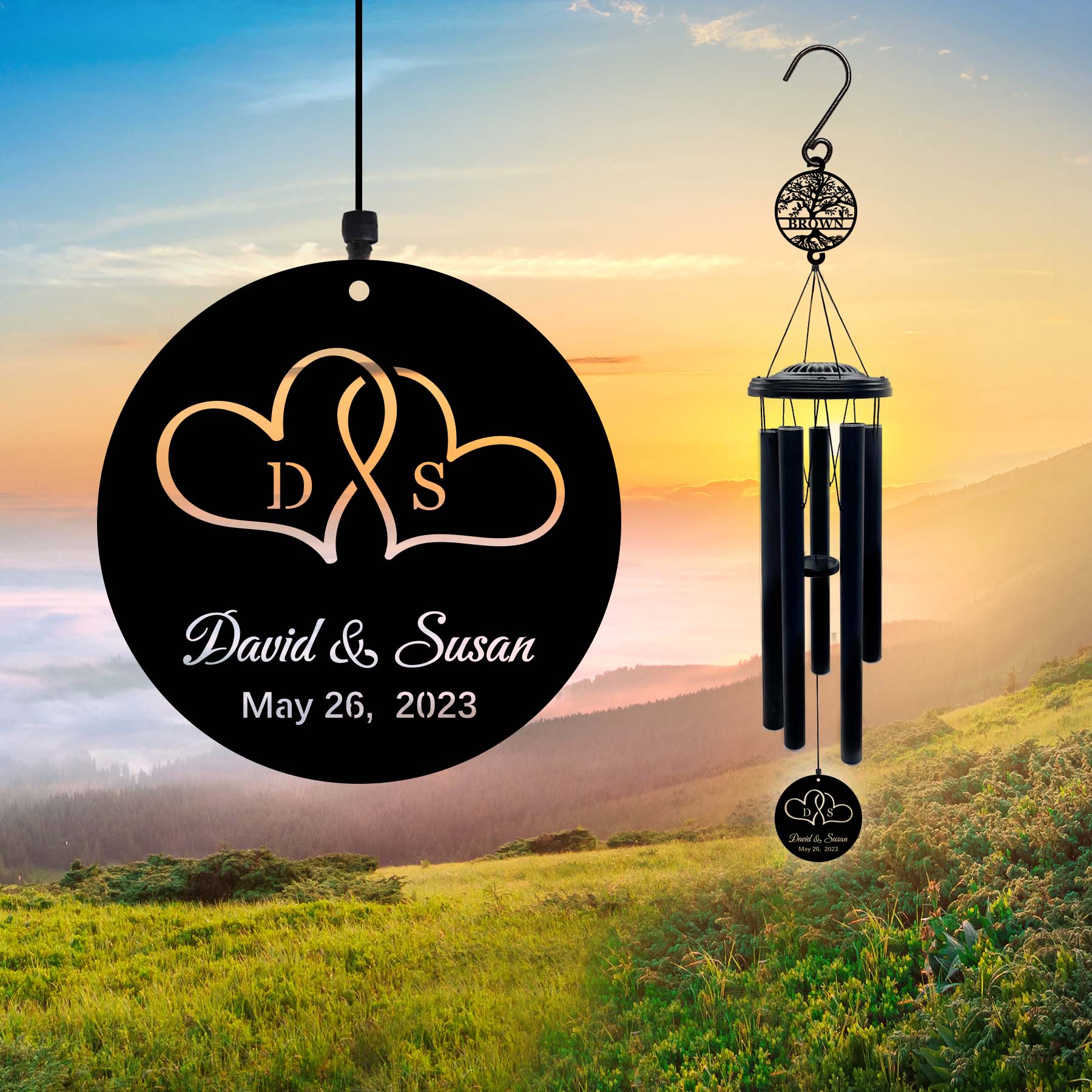 Custom Love Initials Wind Chime Main image