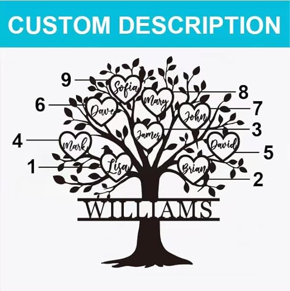 Custom Family Tree Heart Metal Sign