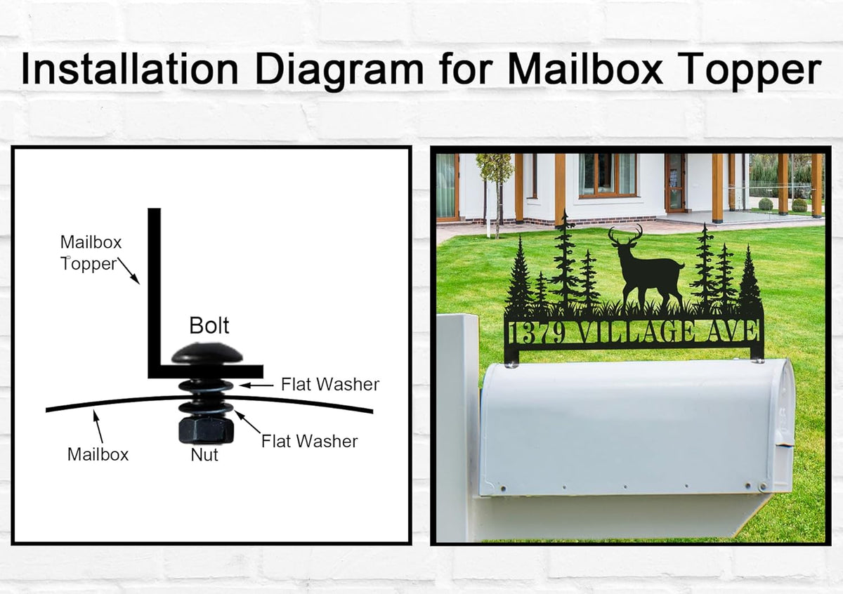 Custom Woodland Deer Stainless Steel Mailbox Sign