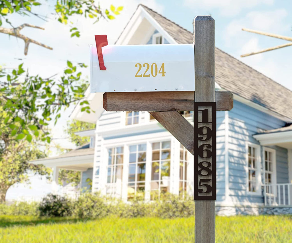 Modern Vertical Metal Address Sign