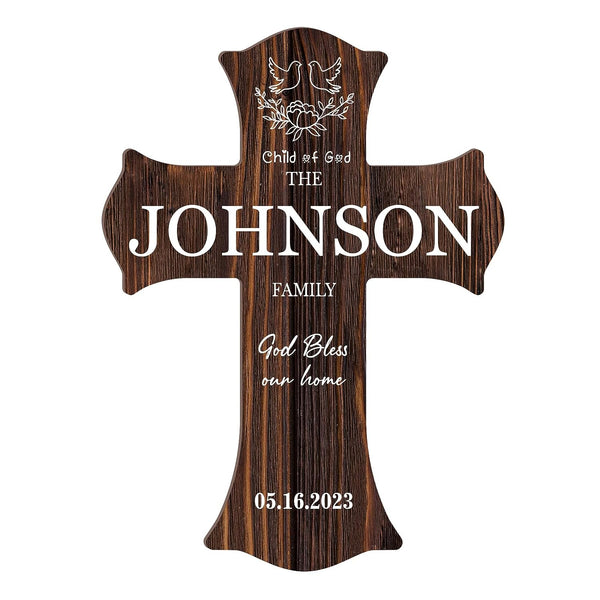 Personalized Wooden Cross Baptism Gift with Name and Date