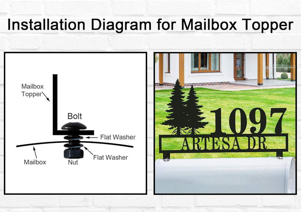 Tree Topper Sign Printed Pine Tree Mailbox Topper - Customizable Mailbox Sign – ENFODREAM