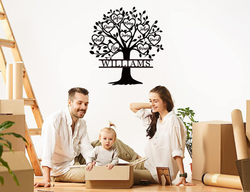 Custom Family Tree Heart Metal Sign