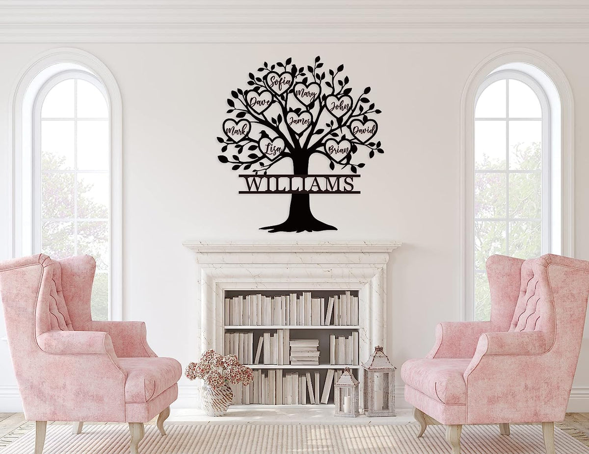 Custom Family Tree Heart Metal Sign