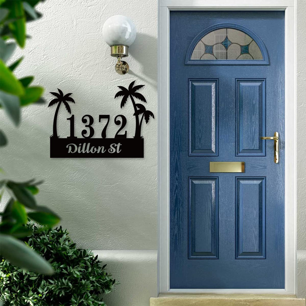 Custom Palm Tree Address Plaque Personalized Tropical House Sign