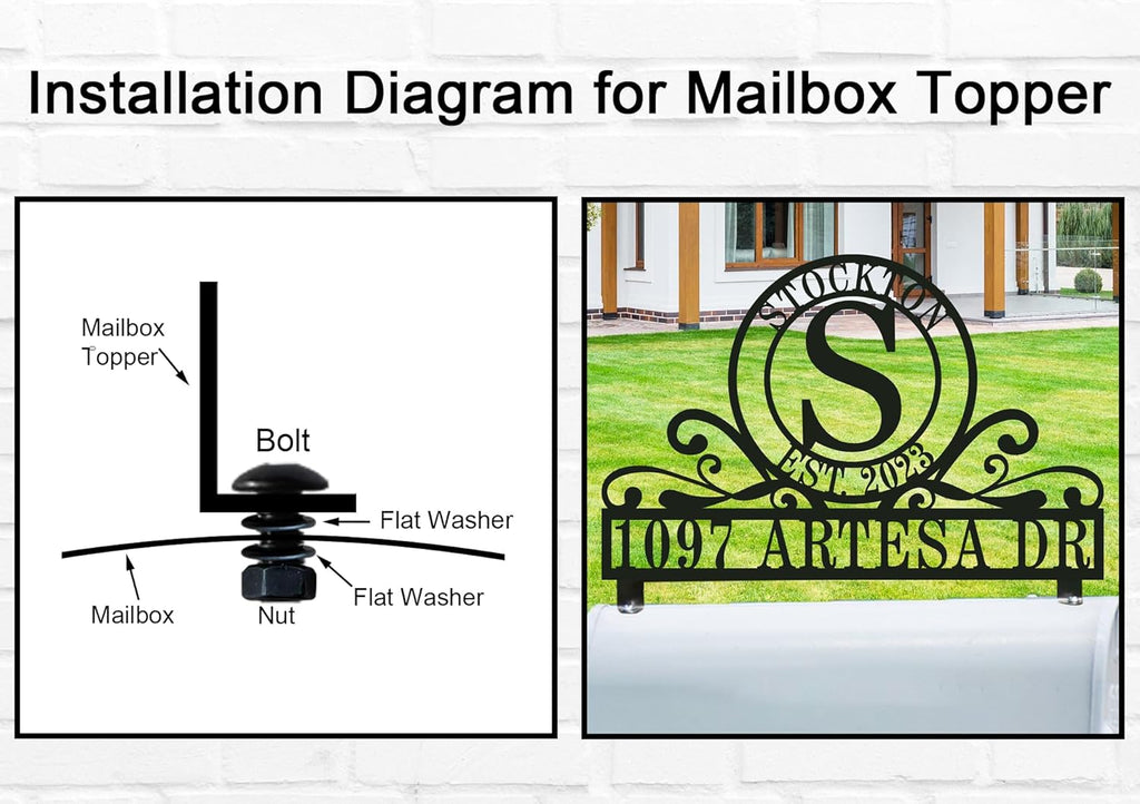 Custom Family Monogram Stainless Steel Mailbox Sign