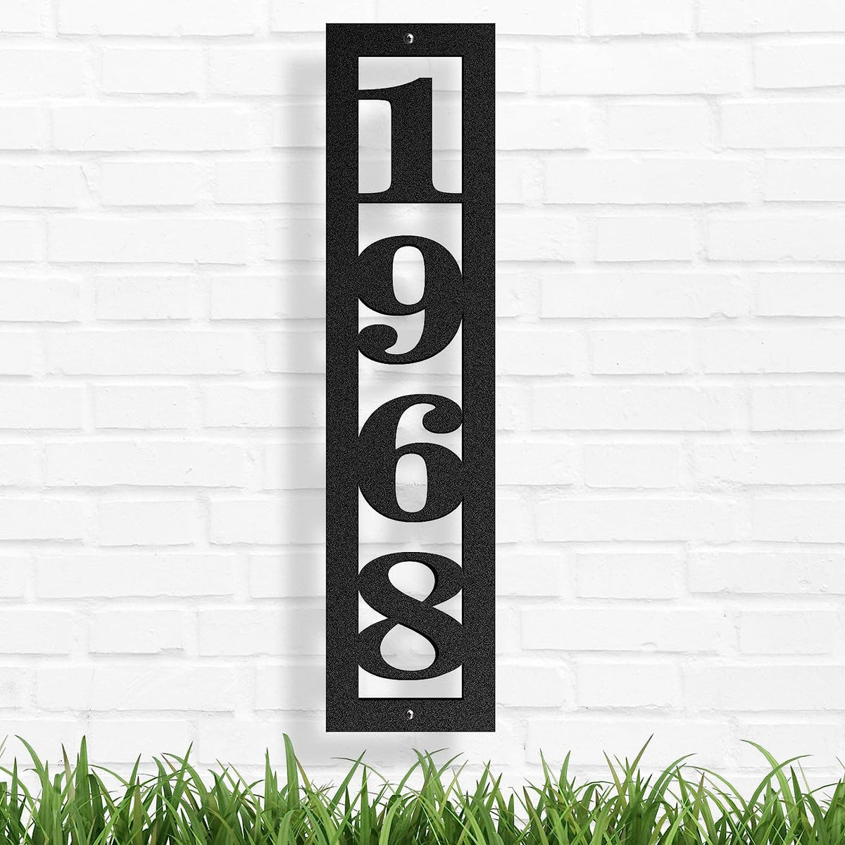 Modern Vertical Metal Address Sign Main image