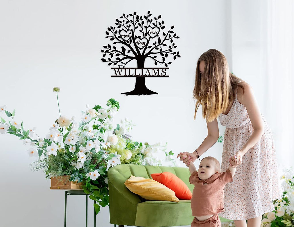 Custom Family Tree Heart Metal Sign
