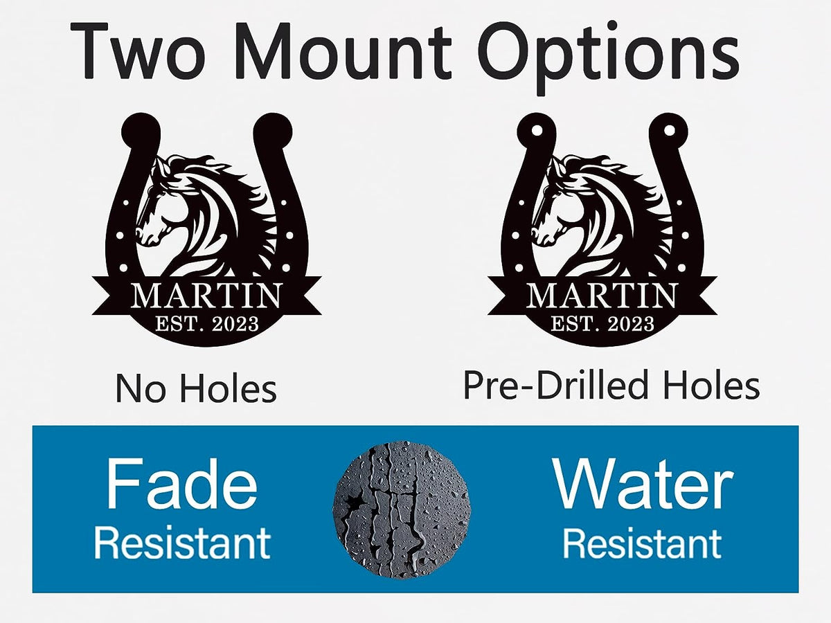 Horse Horseshoe Metal Sign